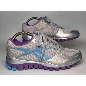 Reebok Real Flex Women's Sneakers Size 6.5 UK 4 Gray Silver Purple Running Shoes